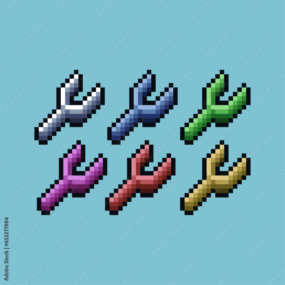 Poster pixel art sets of screwdriver mechanical tools with variation color item asset. simple bits of screw