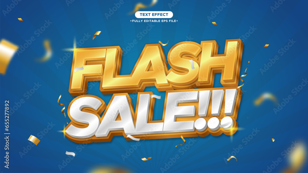 Poster flash sale promotion vector text effect. gold text color. editable font and text