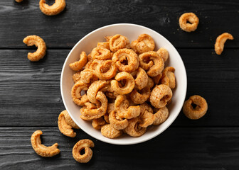 Crispy Pork crackling, scratchings. deep fries in white bowl