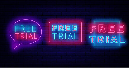 Free trial labels collection. Speech bubble and square frames. Surprise for followers, subscribe. Vector illustration