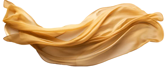 Fotobehang golden cloth material flying in the wind. Isolated on Transparent background. ©  Mohammad Xte