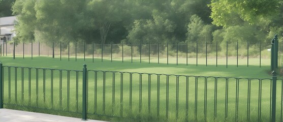 Green metal fence railings from Generative AI
