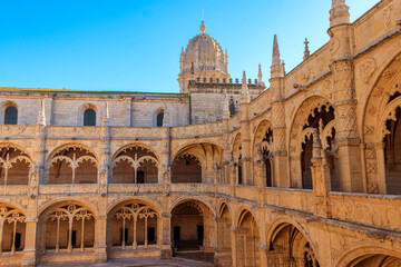 Fototapeta na wymiar Courtyard of the Jeronimos monastery in Lisbon, Portugal