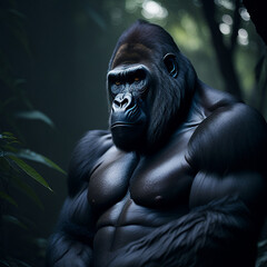 Fototapeta na wymiar Gorilla in the Jungle Photography, generative ai