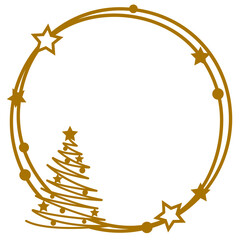 Golden christmas wreath svg, Holiday frame, Papercut file, Round winter border