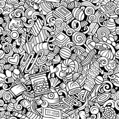 Cartoon doodles Candies seamless pattern