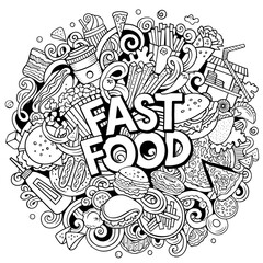 Fastfood cartoon doodle illustration