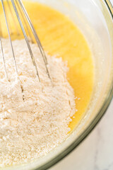 Lemon blueberry bundt cake with powdered sugar dusting