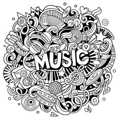 Music vector doodles illustration. Musical design