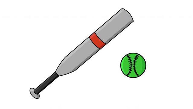 Animated video of forming base ball sticks and balls on a white background