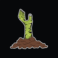 illustration vector graphic vintage handdrawn cartoon zombie hand out of the ground