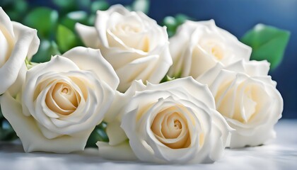 A cascade of fresh, silky white roses, their delicate petals whispering promises of love and purity