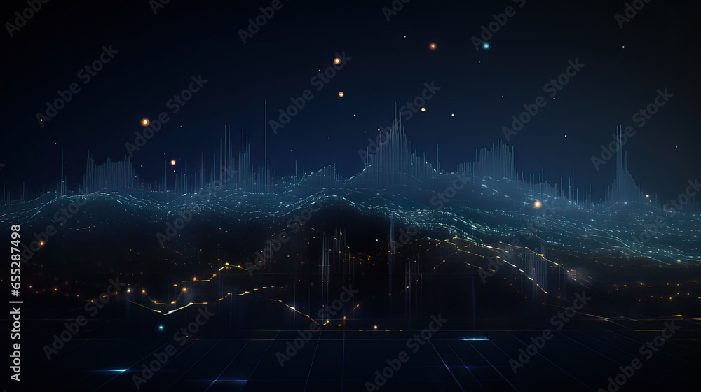 Poster data visualization futuristic background for technological insights.