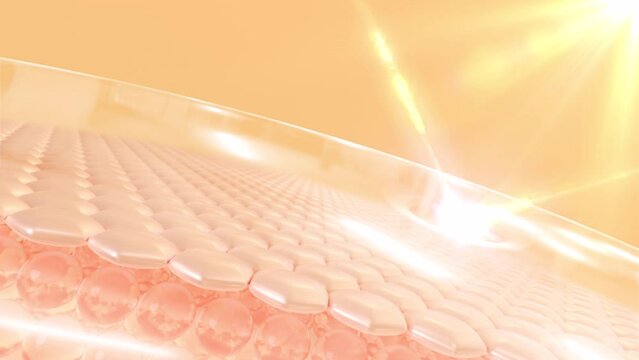 UV-protected 3D animation of skin cells. The serum is absorbed via the skin and reduces sagging skin cells. lighting moisturizer Dark skin tone gave way to bright.