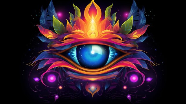 Sensi feel logo Psytrance vector design 8k resolution.Generative AI