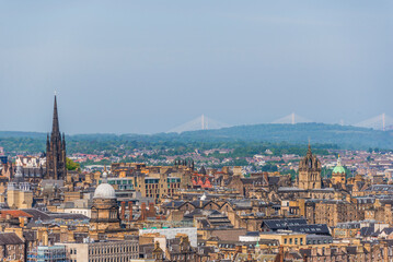 Fototapeta na wymiar top views of Edinburgh city from the Arthur seat, Scotland