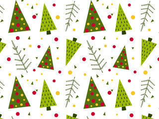 Winter holiday seamless pattern Christmas trees. Gift paper, fabric, textile