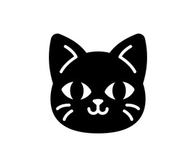 Black cat icon. Cat head illustration.