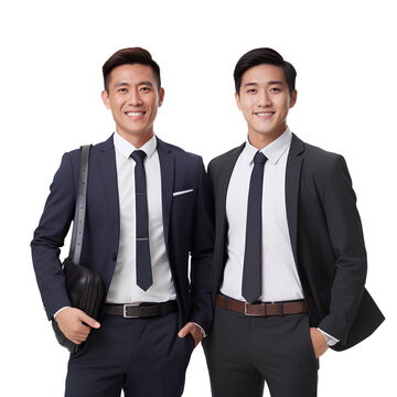 portrait of two business people On a transparent background PNG
