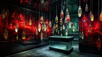 a spectral wine cellar, with bottles that uncork themselves and pour wine into floating glasses