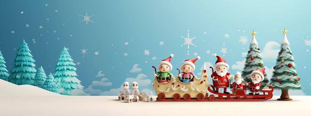 Happy new year and Merry Christmas festive design. Traditional holiday with Santa Claus and decoration.
