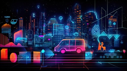 E-commerce Metrics  Futuristic Background for Online Retail Analytics.
