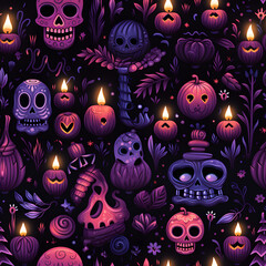 Halloween themed seamless pattern
