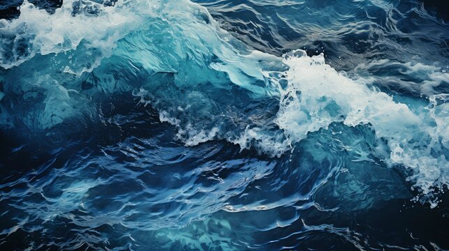 Illustration of blue waves in the ocean © Voilla