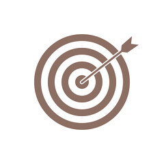 Brown bullseye dart target icon. Dart target goal marketing sign. Arrow dart logo vector. Winner dart sign.