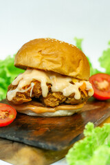 burger with potatoes