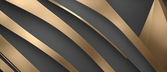  Abstract luxurious bronze geometric lines on plain black background from Generative AI