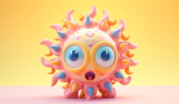 Sun toy in soft colors, plasticized material, educational for children to play. AI generated