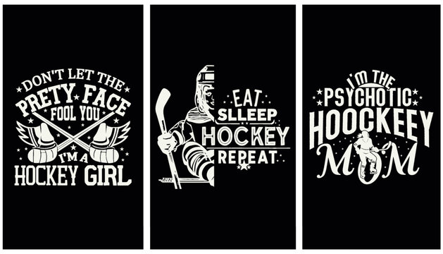 Hockey T-shirt Design, Hockey Vector,Vector Hockey T Shirt Design, Hockey T Shirt Typography T Shirt Design Bundle