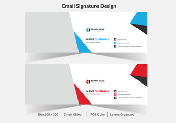 Email Signature Template Design, Corporate email signature banner vector template sign,minimal style email signature card template