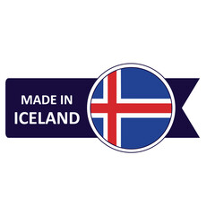 Made In Iceland. Flag, banner icon, design, sticker