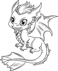 Cute dragon. Symbol of the new year. Cartoon character. Fire-breathing dragon. Mascot. 