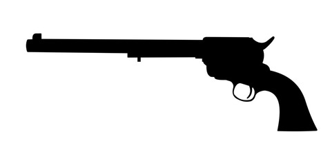 silhouette of six-shot revolver, colt - vector illustration - obrazy, fototapety, plakaty