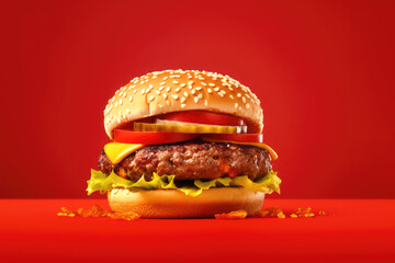 burger food on color background