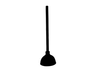 Toilet plunger silhouette vector art white background