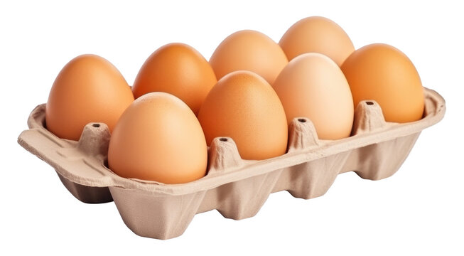Eggs in Tray Isolated on Transparent Background
