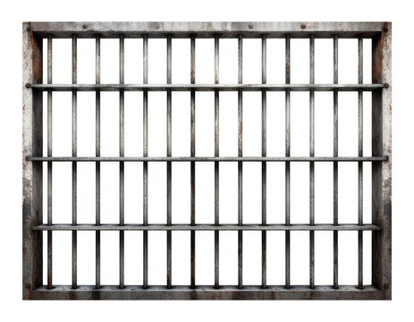 Prison Iron Bars Isolated on Transparent Background
