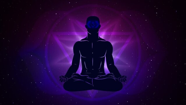 Anja chakra with meditation human in lotus pose