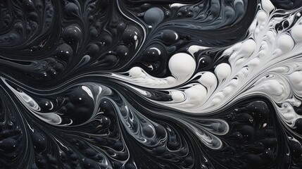 Abstract Piece Inspired by The Swirling Patterns of Spilled Ink on Paper Background Black White