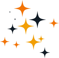 Halloween Sparkles Decoration Cute Stars in Vibrant Black and Orange