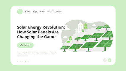 Green energy Environmentalist Concept Landing Page Template, Website Banner, Advertisement and Marketing Material, Online Advertising, Business Presentation Vector Illustration