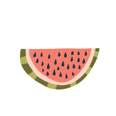 watermelon with slices and seeds. Bright juicy summer fruit. Colored flat vector illustration isolated on white background