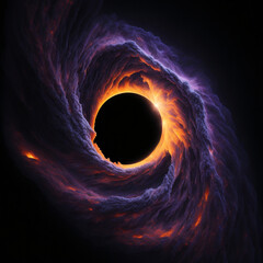Black hole swallowing nebula, AI Generative illustration