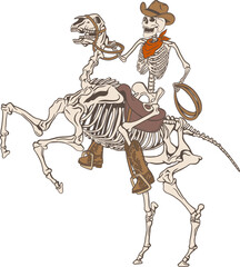 Cowboy skeleton riding a horse