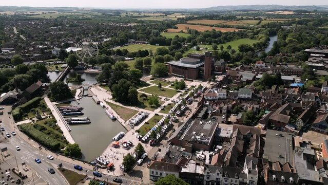 Stratford Upon Avon Shakespeare Theater Aerial View Canal River Landscape Ferris Wheel Historic England