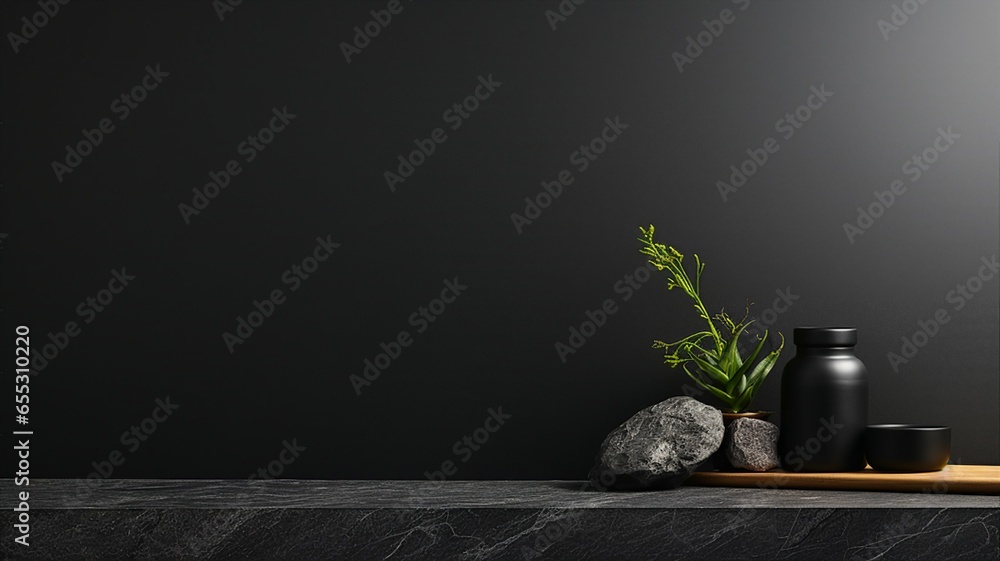 Poster A black surface with subtle texture for product display